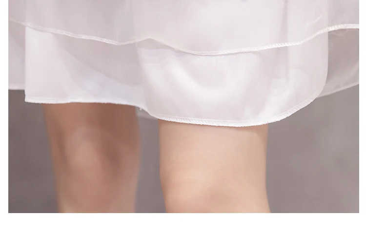 Новинка, пышная Женская фатиновая юбка из органзы, белая юбка с высокой талией, юбка миди с цветочной аппликацией, Женская юбка-пачка