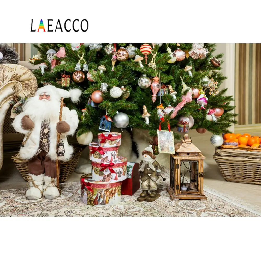 Laeacco Рождественские сани деревянная доска лестница дерево подарок свеча Фото фоны фотосессия фотография фоны для фотостудии