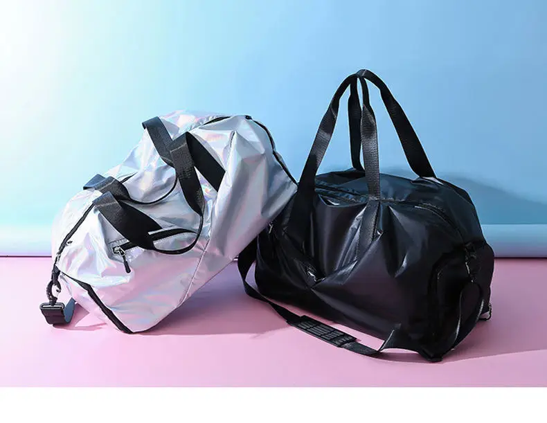 Сумки, путешествие на выходные, сумка, Женская водонепроницаемая ручная сумка, большие блестящие нейлоновые дорожные сумки для женщин