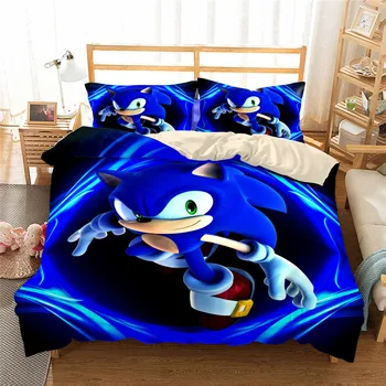 

2/3 Pieces Sonic bedding set king queen double full twin single size bed linen set Cartoon Duvet Cover