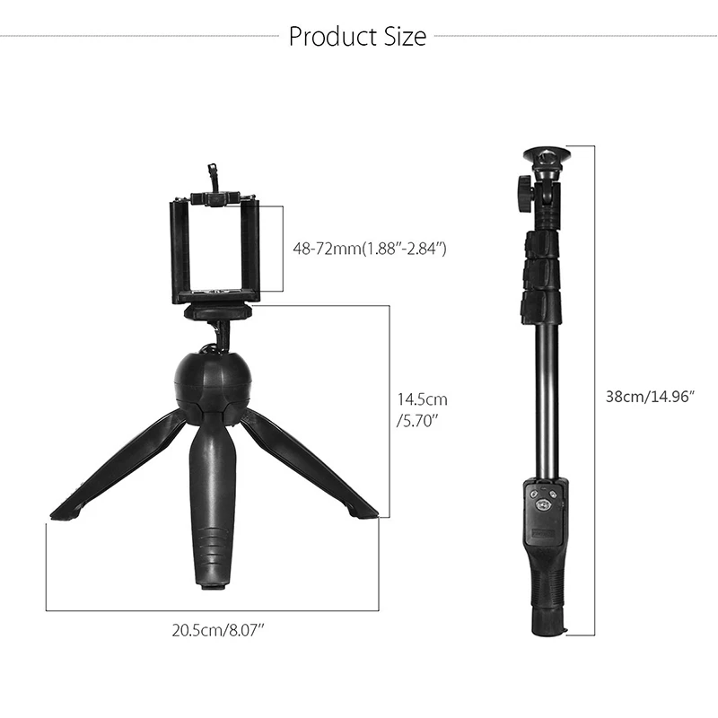 with Tripod VTIN портативный Bluetooth селфи палка беспроводной ручной селфи с моноподом штатив двойной держатель телефона для iOS или Android 4,3 - Цвет: with Tripod