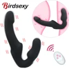 Strapless Strapon Dildo Vibrator Female 10 Speeds Double Vibrating G Spot Adult Sex Toys for Women Couple Anal Prostate Massager 1