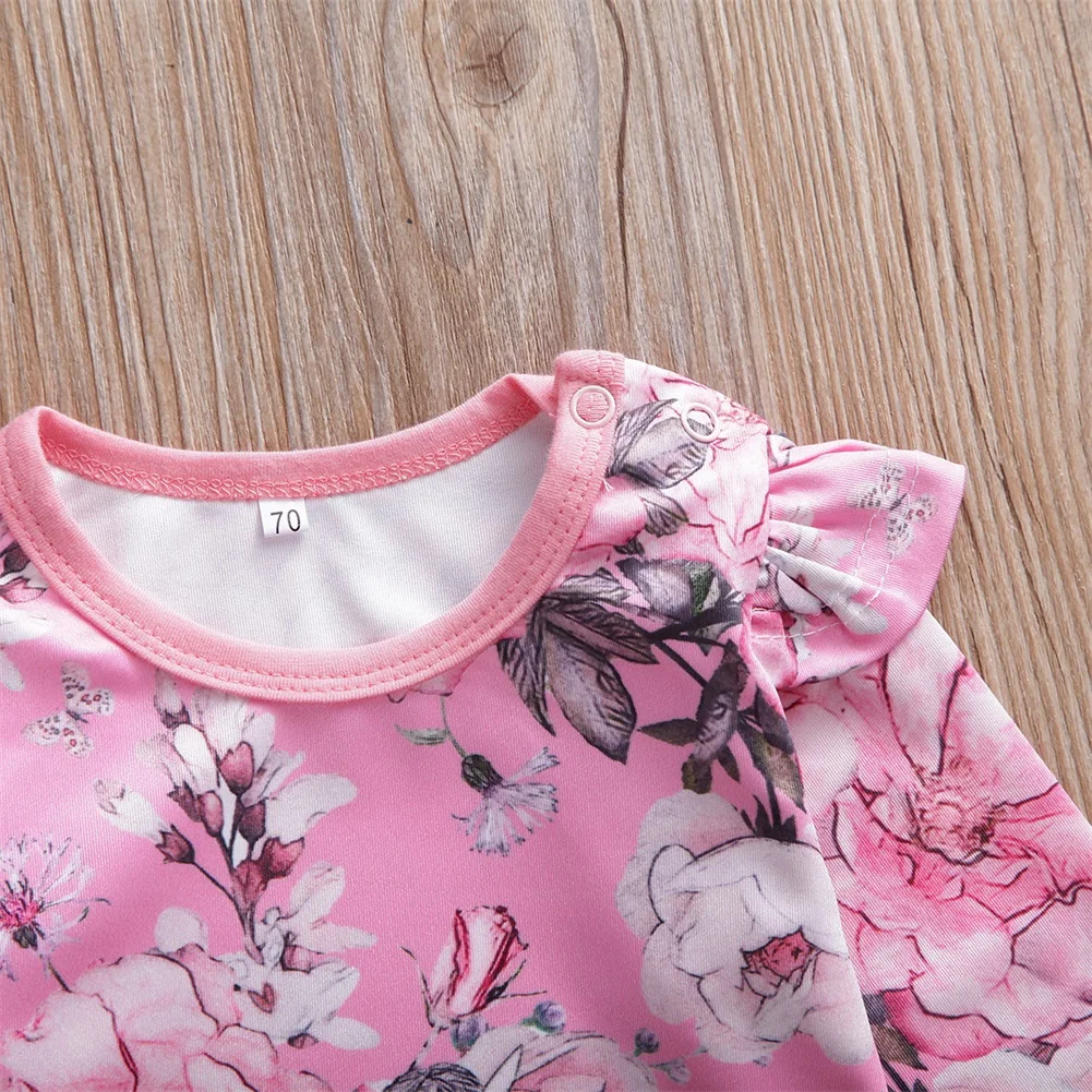 Одежда принцессы с цветочным рисунком для новорожденных девочек; боди с длинными рукавами; комбинезон; многослойные штаны с оборками; леггинсы; детская одежда; комплект одежды