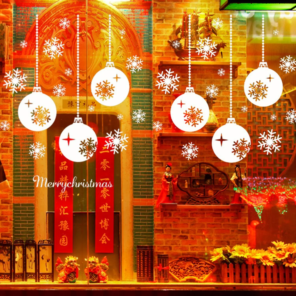 

1PC Wall Sticker Home Decor Decal Christmas Series White Snowflake Reindeer New Year Glass Mural Wall Home Decoration