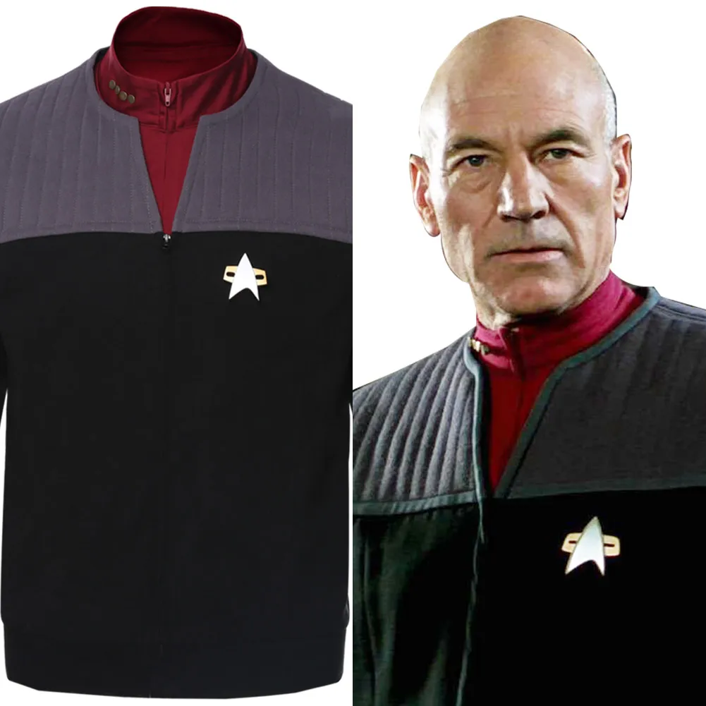 Звездный Косплей трек джинс-Люк костюм Picard пальто поколения жилет + рубашка |