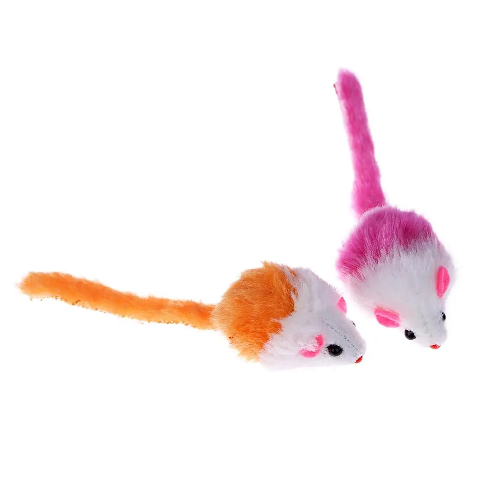 1pc 10pcs Cat Toys False Mouse Pet Funny Toys For Cats Kitten with Colorful Feather Plush Mini Mouse Toys Puppy Supplies
