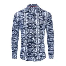 Men's Shirt Europe and America Large Size 2019 New Cotton Shirt Long Sleeve Poker King Print Casual Shirt