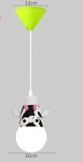 cow Животные В мультфильмах, обезьянки Зебра Корова Жираф Тигр светодиодный детский кулон люстра освещение для декора комнаты люстра с абажуром лампа - Цвет корпуса: cow