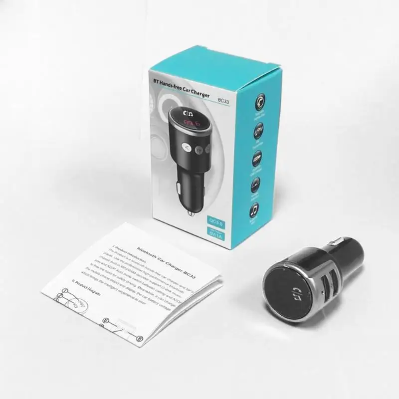 BC33 автомобильный Bluetooth fm-передатчик Hands-free MP3-плеер 3,0 USB зарядное устройство для телефона с поддержкой воспроизведения u-диска 1G-32G