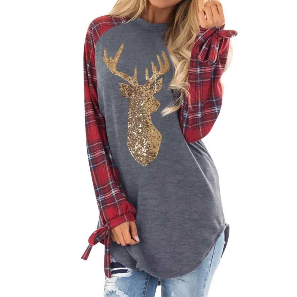

Womens Tops And Blouses Tunic Merry Christmas Elk Print Blouse 2018 Women Clothes Korean Ladies Tops Fashion Clothing
