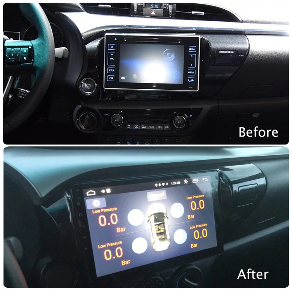Для TOYOTA Hilux- 4G Автомобильный Радио мультимедийный плеер gps навигация Android 8,1 1" видео Mp5 полное Сенсорное Зеркало Ссылка