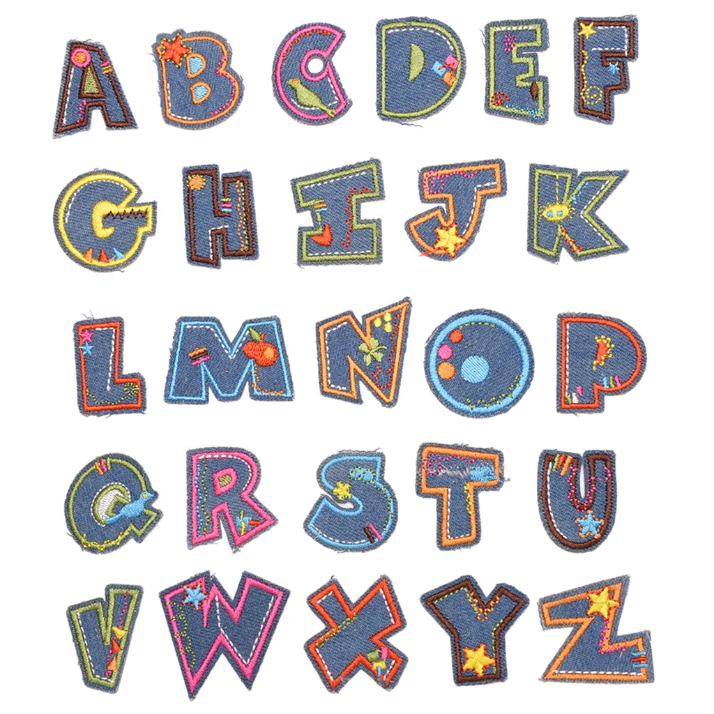 Letter Iron On Patches Sew On Appliques Embroidered Patch A-Z Letter Badge Decor