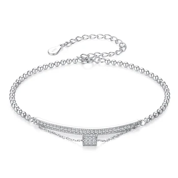 

MetJakt S925 Sterling Silver with 3A Zircon Fashion Simple Women's Bracelet