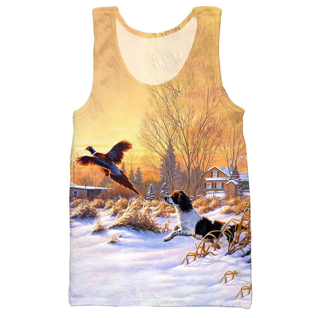 Funny cool hunting 3D printed unisex tank top for men fashion cool summer tank top work out men women tank tops halter tank top