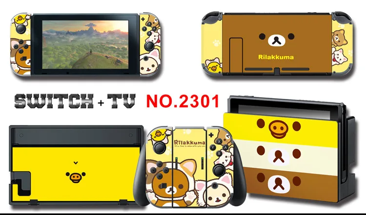 1set New Cute Anime Full Body Sticker for NS Switch Protective Cover Skin Colorful Art for Game Console Joy-Con Controller Decor