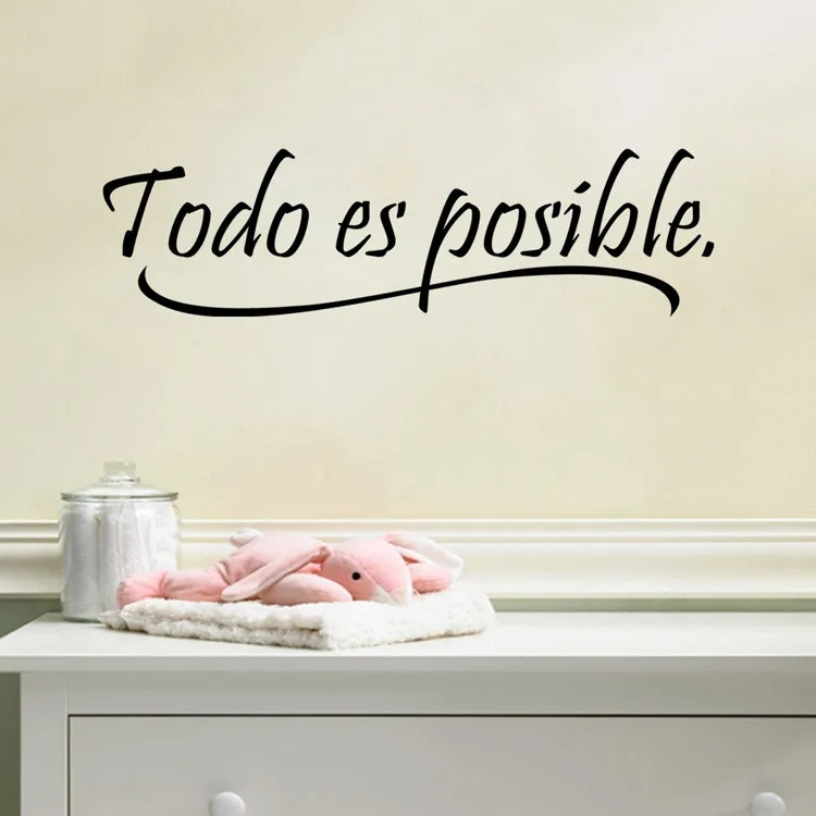 Todo Es Posible quote Wall Sticker Home Decoration Decal Bedroom Vinyl Art Mural Patterns Creative Stickers Adesivos de parede | Дом и сад