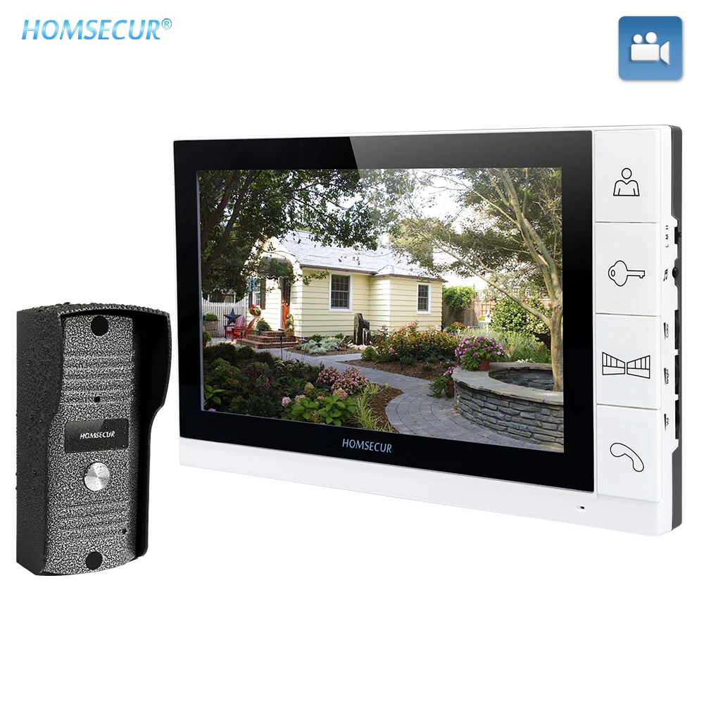 Видеодомофон HOMSECUR 4 провода 9 дюймов с камерой из цинкового сплава 700TVL ИК ночное