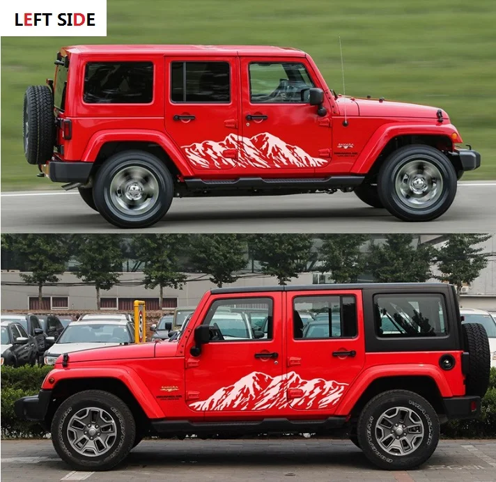 Левая сторона настроить личность применима к Jeep Wrangler модифицированный стикер тела тянуть цветок аксессуары - Название цвета: Белый