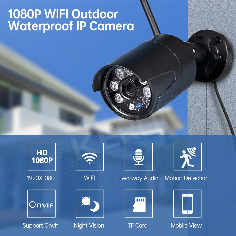 

FUERS HD 1080P IP Camera WIFI Outdoor Camera Waterproof IR Night Vision ONVIF Surveillance CCTV Home Security Camera