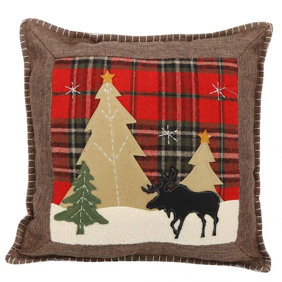 

Personalized Christmas Elk Pattern Pillow Case Cushion Cover Xmas Home Sofa Bed Decorations for Bedroom Livingroom
