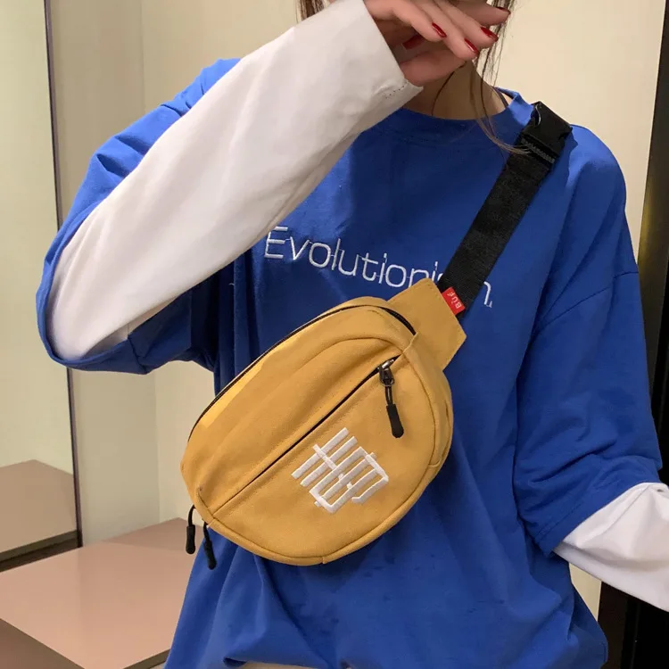 

Canvas Bag Women's 2019 New Style INS Shoulder Online Celebrity Gogo Bag Harajuku College Soft Girl Small Pockets Chest Pack