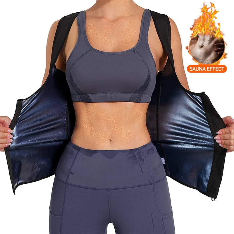 skims shapewear Women Sauna Shaper Vest Thermo Sweat Shapewear Tank Top Slimming Vest Waist Trainer Corset Gym Fitness Hot Workout Zipper Shirt maidenform shapewear