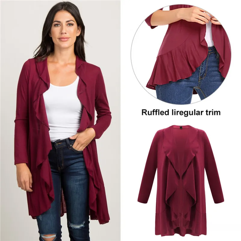 2019 Новый женский свитер однотонный драпированный передний открытый