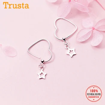 

Trustdavis 100% 925 Real Sterling Silver Hollow Heart Star Cross Charm Stud Earrings For Women Sterling-silver-jewelry DS1110