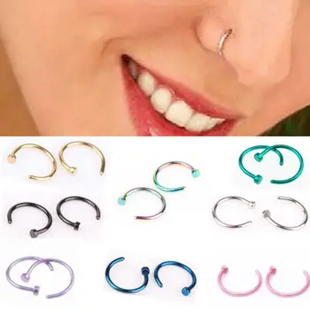 

1PC Women Stainless Steel Nostril Nose Hoop Stud Rings Clip On Nose Rings Fake Nose Earring Piercing Fashion Jewelry