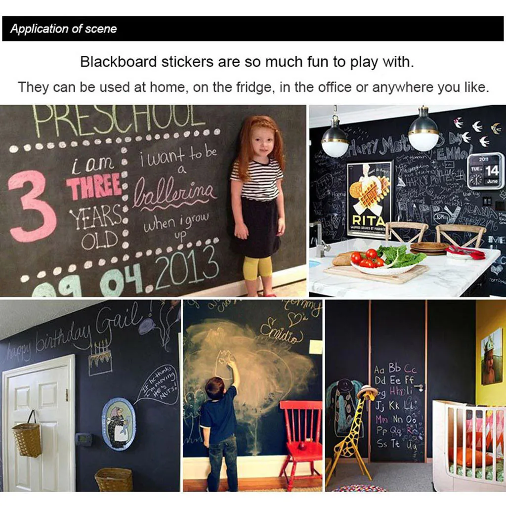 Blackboard Vinyl Peel and Stick Self Adhesive Chalkboard Wall Sticker