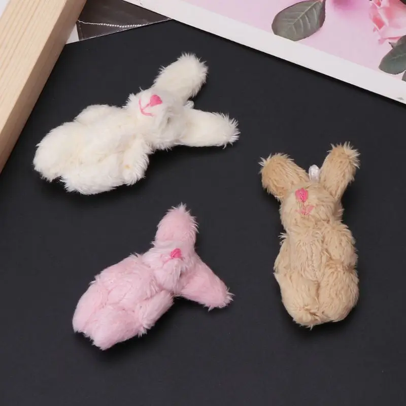 

6PCS 2\" Mini Rabbit Pendant Plush Bunny For Key Chain Kids Toy Doll DIY Ornaments Gifts Party Favors 203E