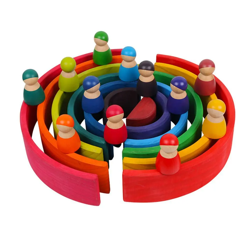 Baby Toys Large Rainbow Stacker Wooden Toys For Kids Creative Rainbow Building Blocks Montessori Educational Toy Children Baby Toys Large Rainbow Stacker Wooden Toys For Kids Creative Rainbow Building Blocks Montessori Educational Toy Children