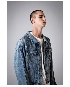 

Tide Brand Couple Washed Vintage Denim Jacket Men's Jacket Loose Shoulder Fashion Top