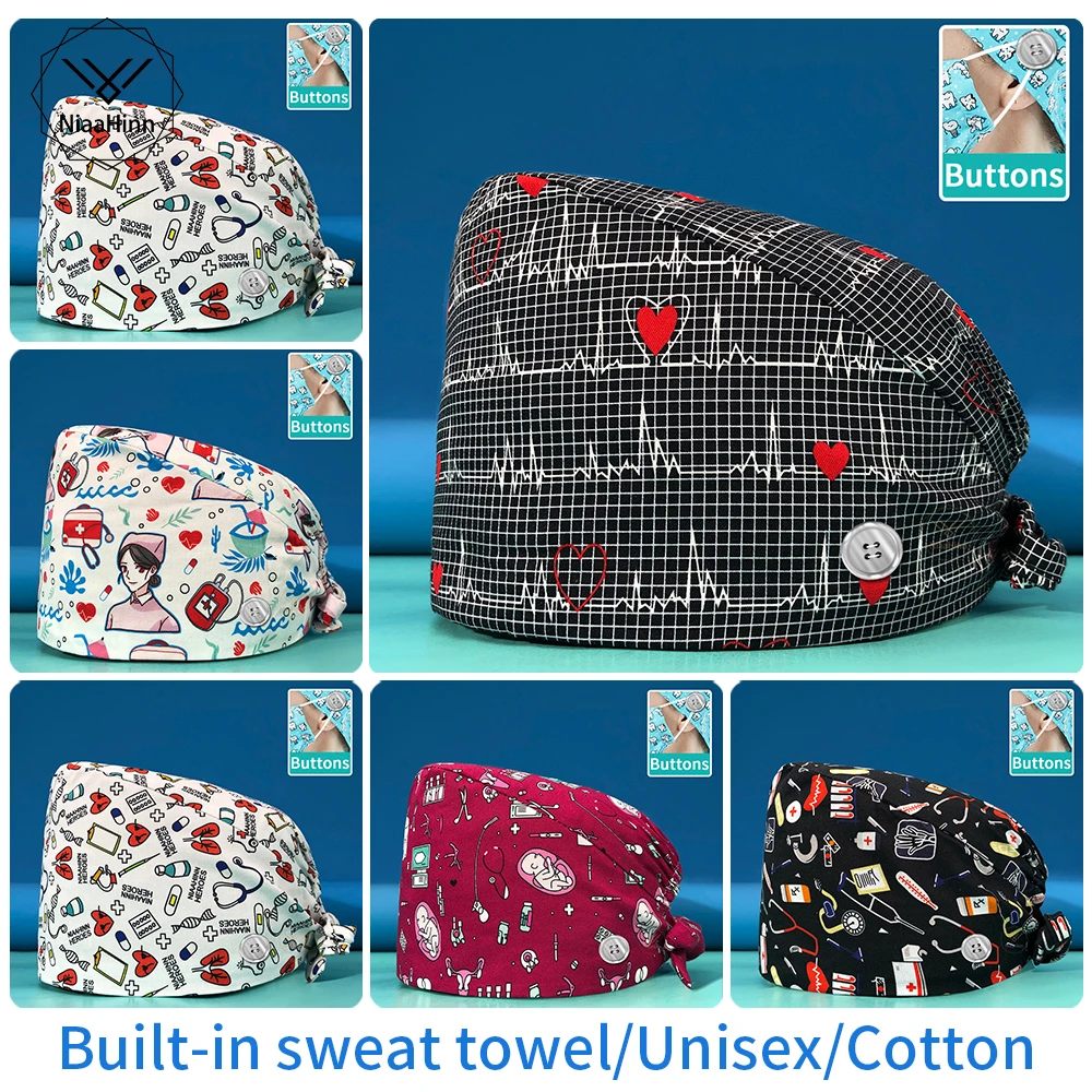 Spa Frosted Hat Personalized Printing Scrubs Hats Adjustable Scrub Hat