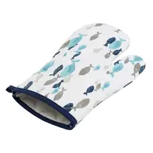 Прихватка для духовки с теплоизоляцией, перчатки для микроволновой печи, милые хлопковые перчатки с голубой рыбкой, коврик для кухни, инструмент для приготовления пищи с подкладкой