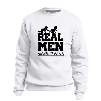 

New Baby Joke Daddy Fathers Day Sweatshirt Gifts Real Men Make Twins Streetwear Fashion Sleeve Outerwear Crewneck Hoodie
