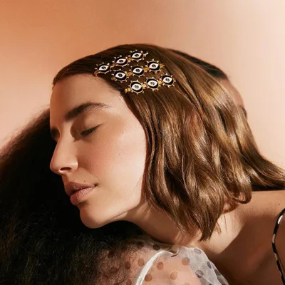 AOMU Корея Модный металлический Сердце Глаза Подвески-шпильки для женщин Винтажные заколки для волос женские богемные заколки