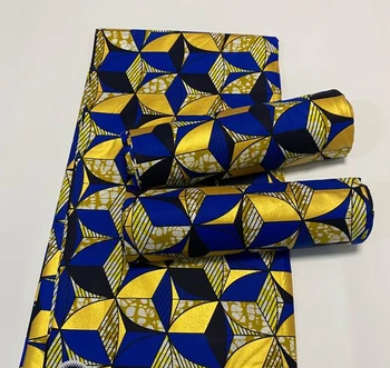 

Best Quality GOLDEN Wax Fashion African Wax Print Fabric Anakra Dashiki 6 Yards Tissue Wax For Women Wedding Party Best Price