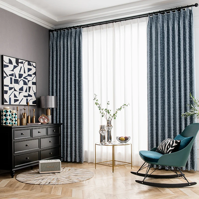 2021 New Curtains for Living Dining Room Bedroom High-end Atmospheric Light Luxury Modern Minimalist Shading Green Ins Curtain