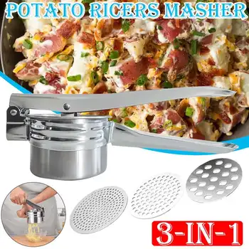 

3 in 1 Stainless Steel Potato Masher Juicer Squeezer Press Potato Multifunctional Kitchen Tools Baby Food Supplement Machine