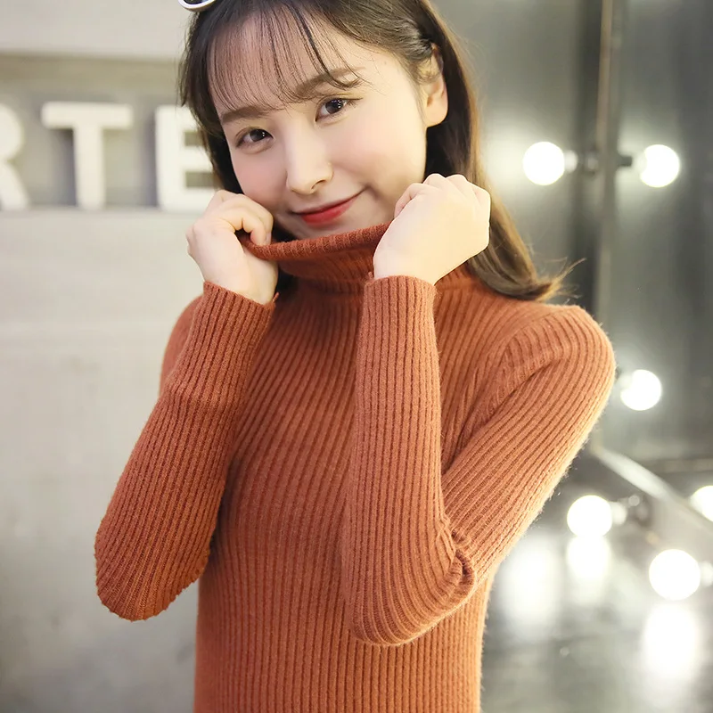 Turtleneck knitting sweater women Casual soft Solid stretch knitted winter pullover female 2020 Autumn jumper top | Женская одежда