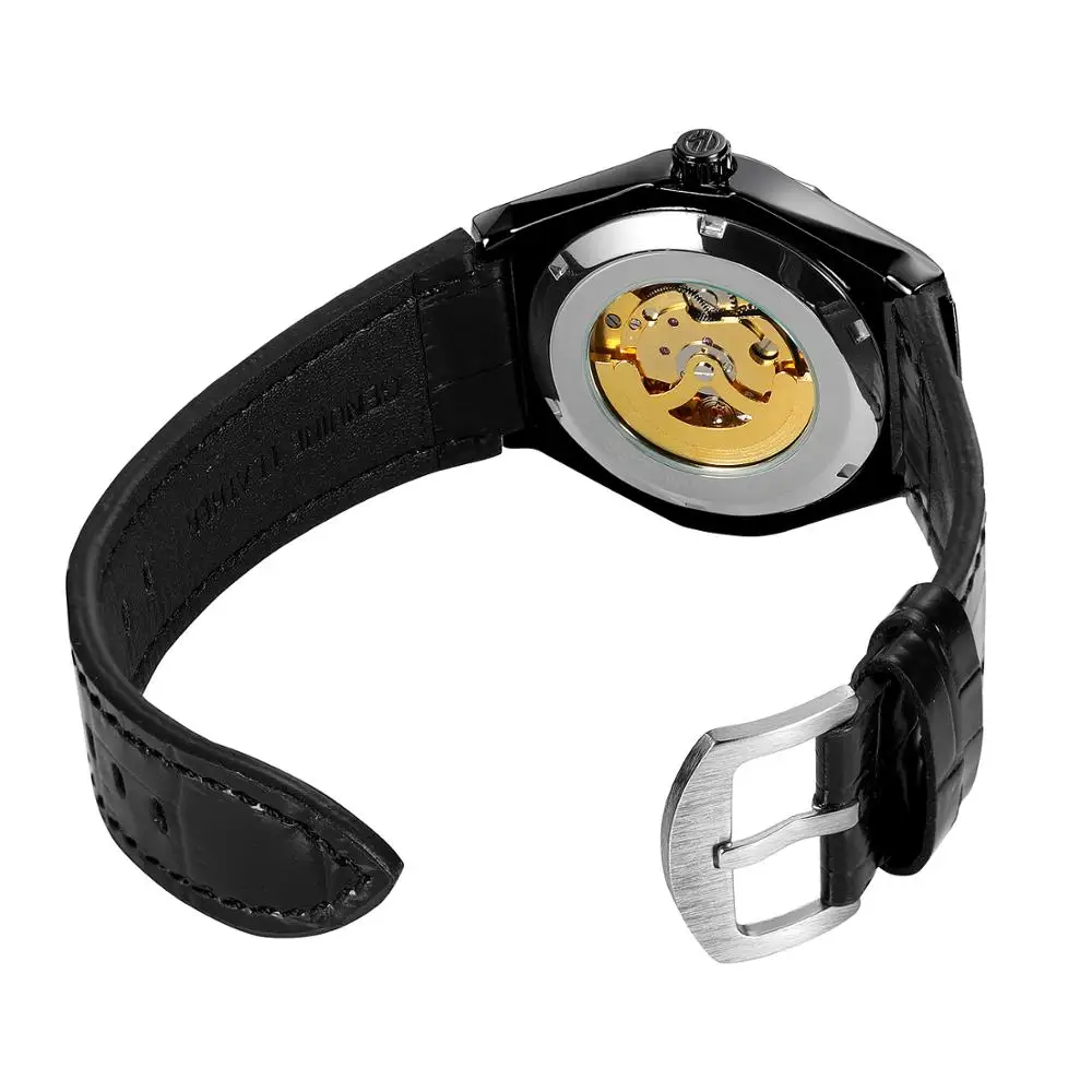 FORSINING Роскошные брендовые автоматические механические мужские часы с кожаным ремешком с полым скелетом спортивные часы Relogio Masculino