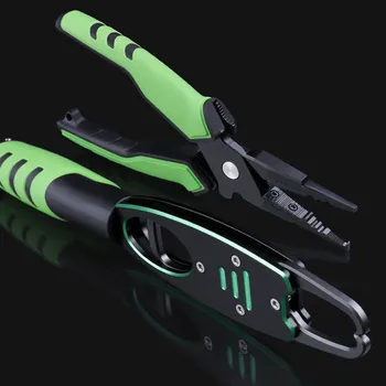 

Portable Fish Lip Gripper Tackle Pliers Aluminum Alloy Clip Fish Holder Fishing Plier Split Ring Cutter with Weight Scale Sheath