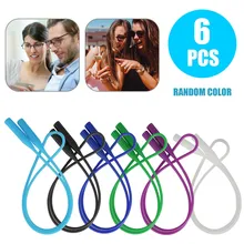

6PCs Adjustable Elastic Silicone Eyeglasses Straps Candy Color Sunglasses Chain Sports Anti-Slip String Children Party Gift