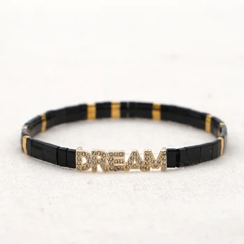 

Go2boho 2020 Fashion Jewellery Women Glass Beads Bracelet Miyuki Tila Bracelets DREAM Letter Summer Beach New Stretch Pulseras