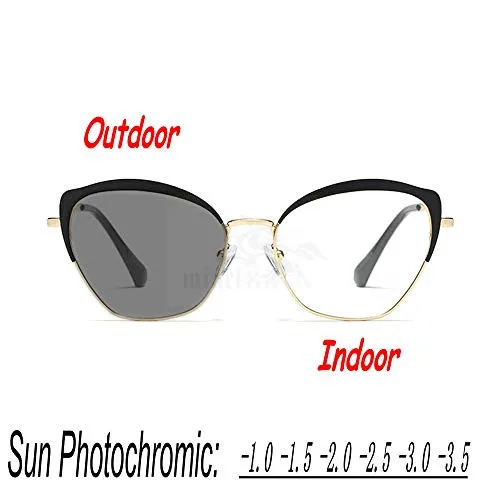 

MINCL/Women Myopia Sun Photochromic Lens Ultra light Oval cat Female Optical Eyeglasses Frames v400 with box FML