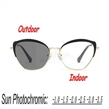 MINCL/Женская Близорукость Солнцезащитная фотохромная линза ультра легкая овальная кошка Женская оптическая оправа для очков v400 с коробкой FML