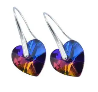 

Drop Earrings Hanging Hearts Crystals From Swarovski For Women Party Hot Selling Silver Color Ear Jewelry Friends Gift