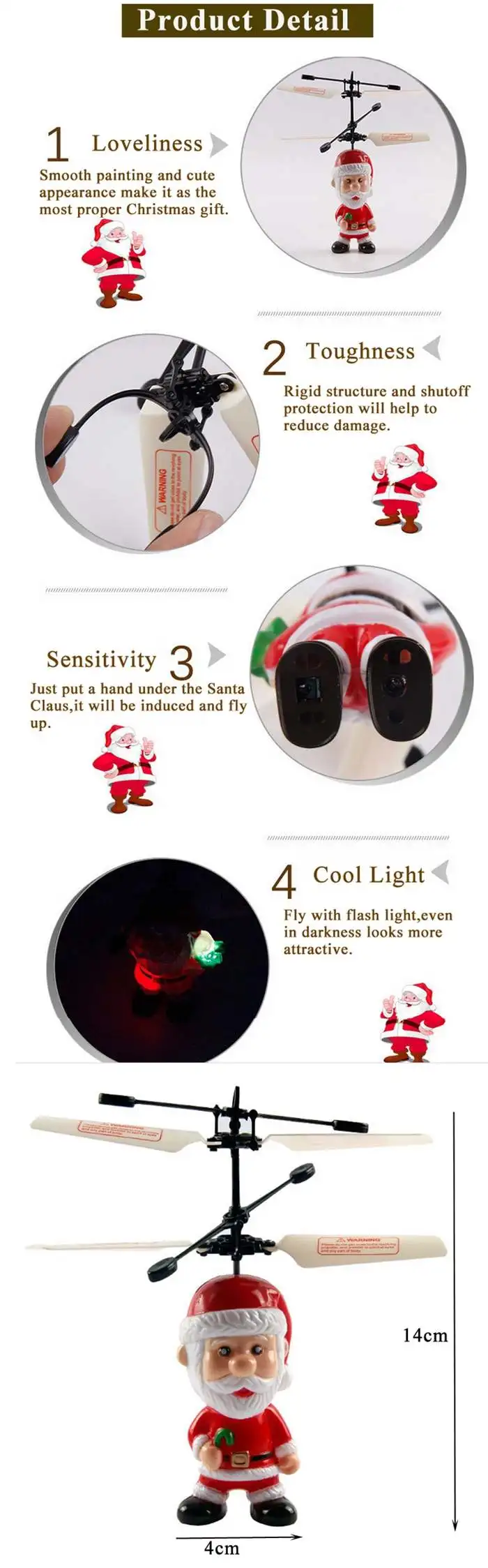 Flying inductive Mini RC Drone Christmas father Santa Claus RC helicopter gifts magic Christmas gift SRC Aircraft for kids boys