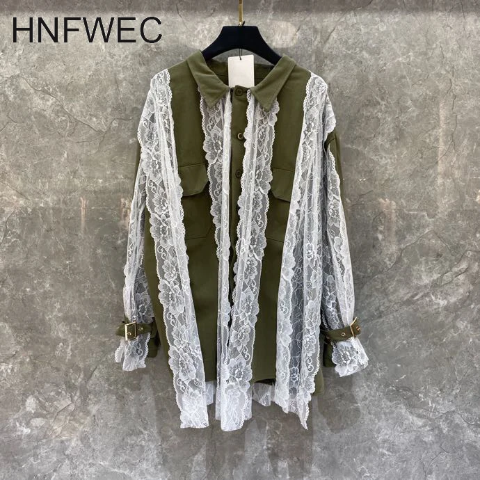 

2020 Europe Wild Cotton Women Shirts Spring New Temperament Lace Ladies Blouses and Tops Solid Color Women Clothing V375